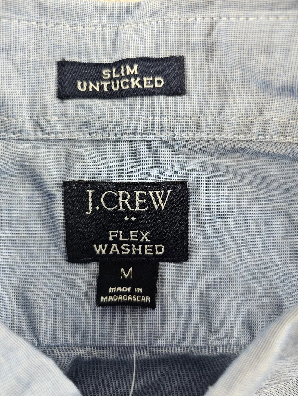 J.Crew Slim Untucked Flex Washed Button Up Shirt Mens Medium Solid Blue